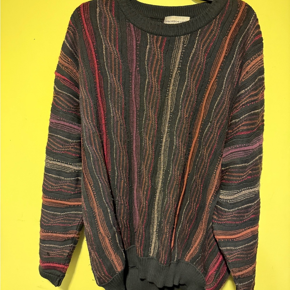 Vintage Pronto Uomo Dark Knit Grandpa Sweater XXL